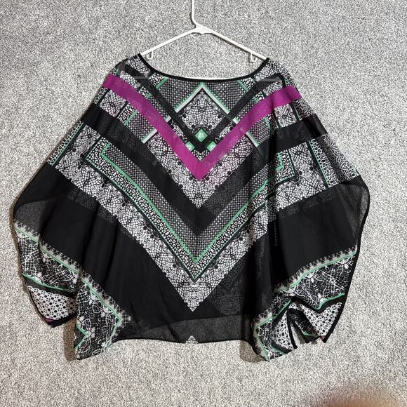 Retro Y2K Top Womens Size XL Boho Batwing Asymmetrical Paisley Tribal Chic - Picture 7 of 7